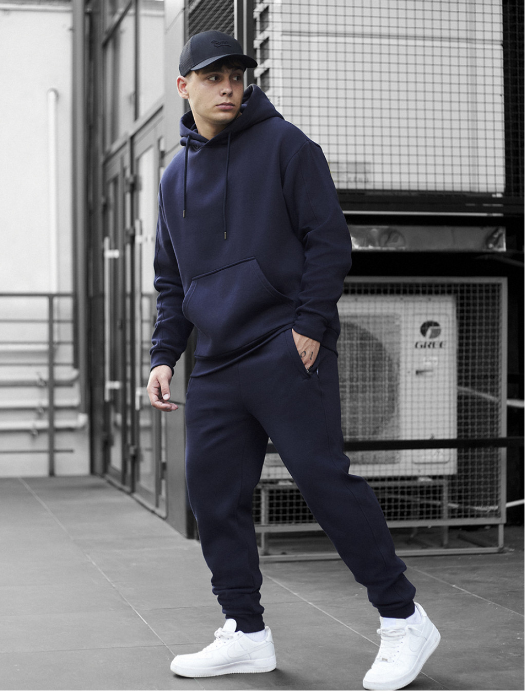 Costum de trening Staff jax navy oversize fleece