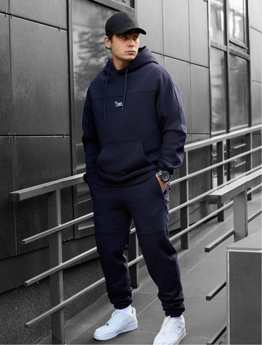 Costum de trening Staff sa navy logo fleece