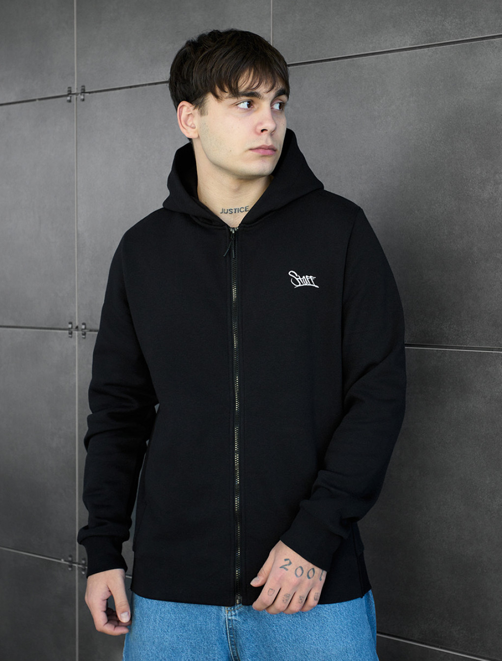Hanorac cu fermoar Staff zip black logo fleece