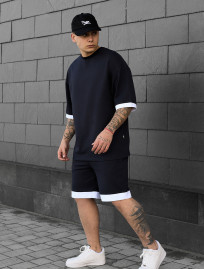 Set de vară tricou + pantaloni scurți Staff do navy oversize