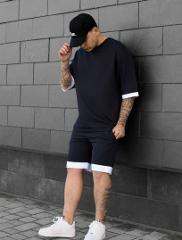 Set de vară tricou + pantaloni scurți Staff do navy oversize