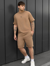 Set de vară tricou + pantaloni scurți Staff mb brown