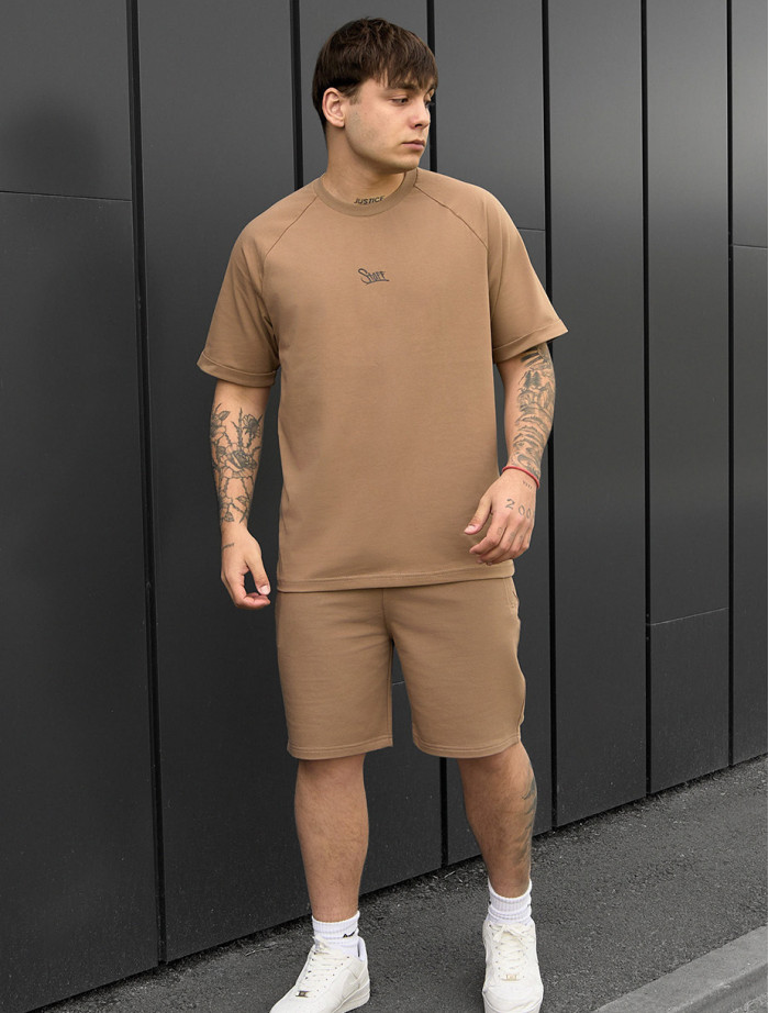 Set de vară tricou + pantaloni scurți Staff mb brown