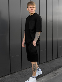 Set de vară tricou + pantaloni scurți Staff kas black oversize