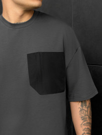 Set de vară tricou + pantaloni scurți Staff kas dark gray oversize