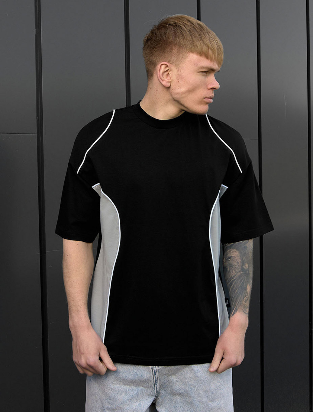 Tricou Staff black & gray