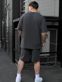 Set de vară tricou + pantaloni scurți Staff vic dark gray oversize