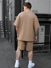 Set de vară tricou + pantaloni scurți Staff vic brown oversize