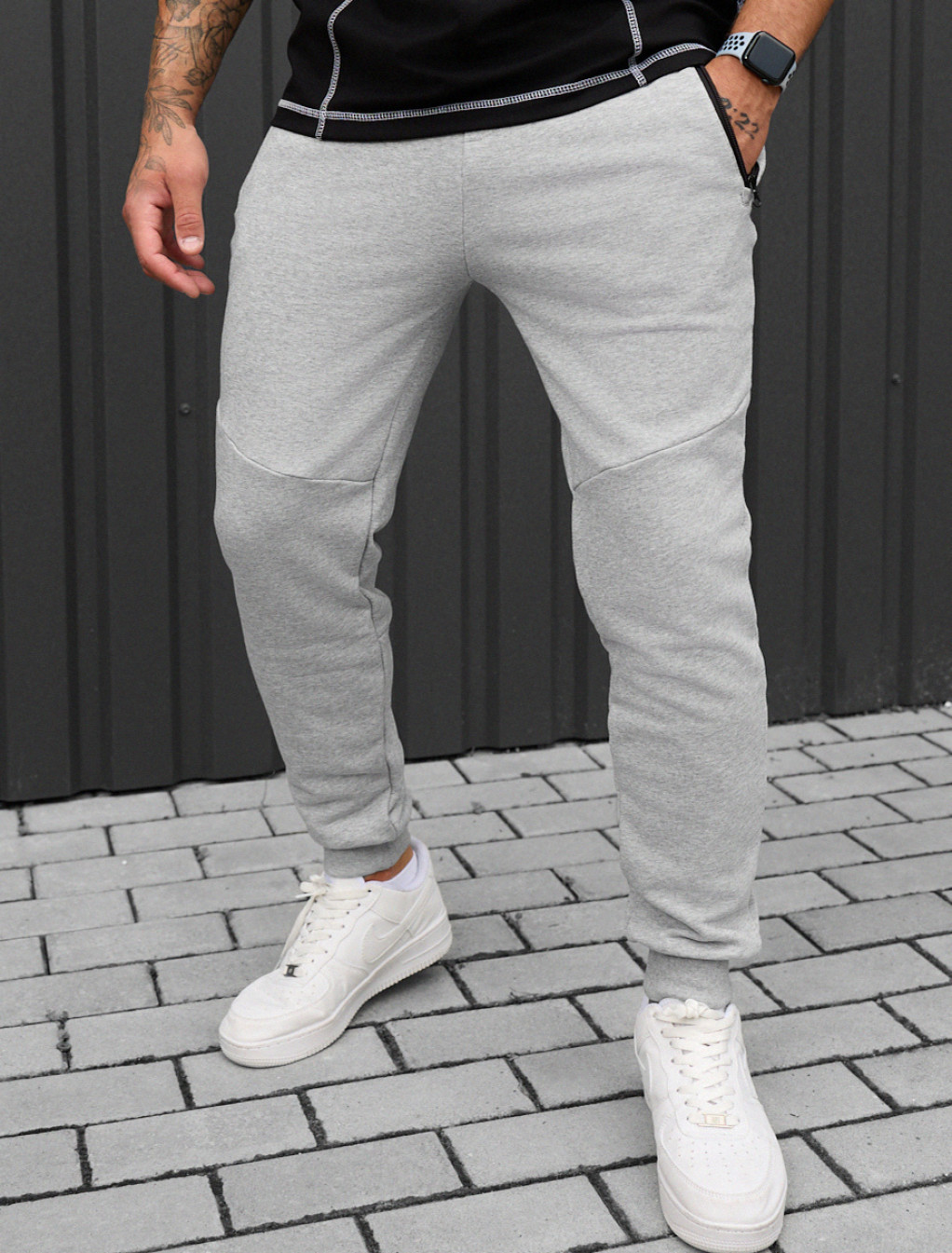 Pantaloni de trtening Staff wol gray melange