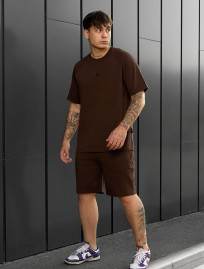 Set de vară tricou + pantaloni scurți Staff mb dark brown