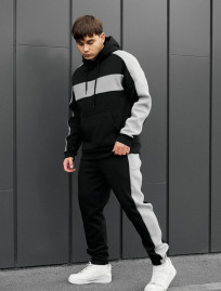Costum de trening Staff rik black & gray oversize fleece