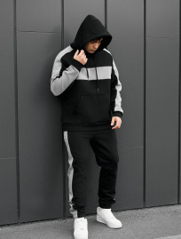 Costum de trening Staff rik black & gray oversize fleece