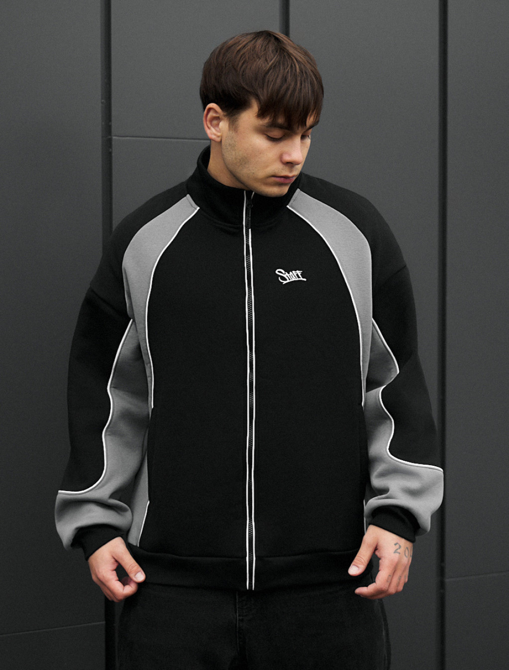 Bluză Staff mi gray & black reflective oversize fleece