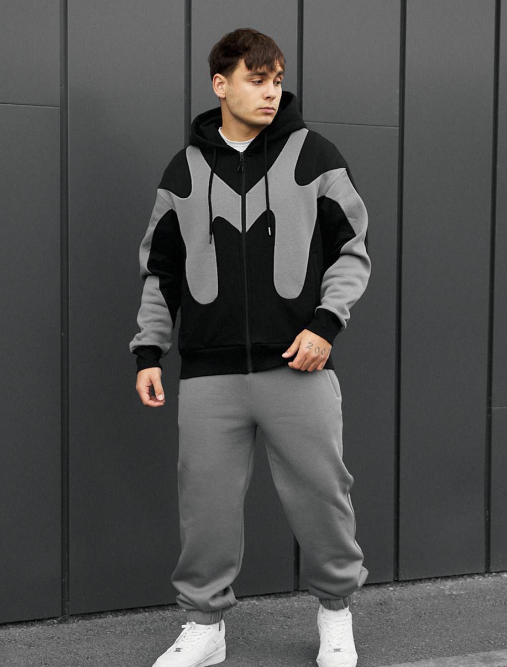 Costum de trening Staff far black & gray oversize fleece