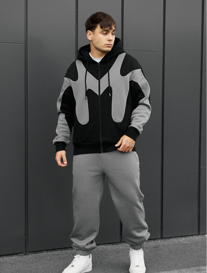 Costum de trening Staff far black & gray oversize fleece