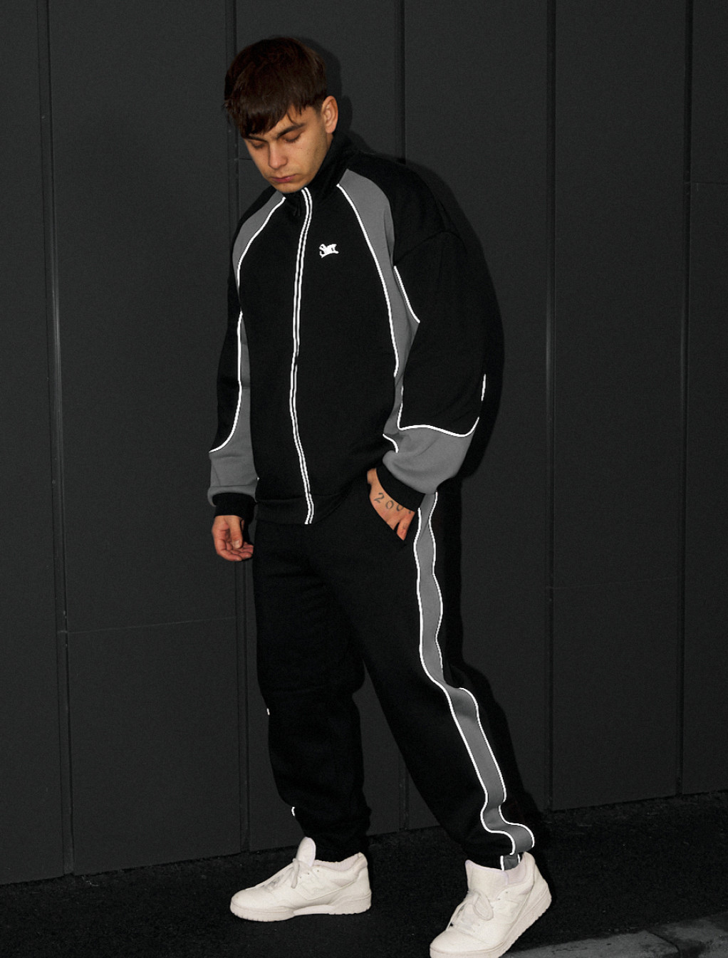 Costum de trening Staff mik logo reflective oversize fleece