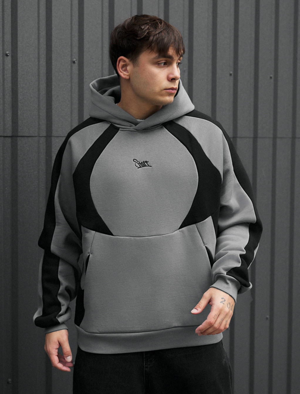 Hanorac Staff gray & black logo oversize fleece