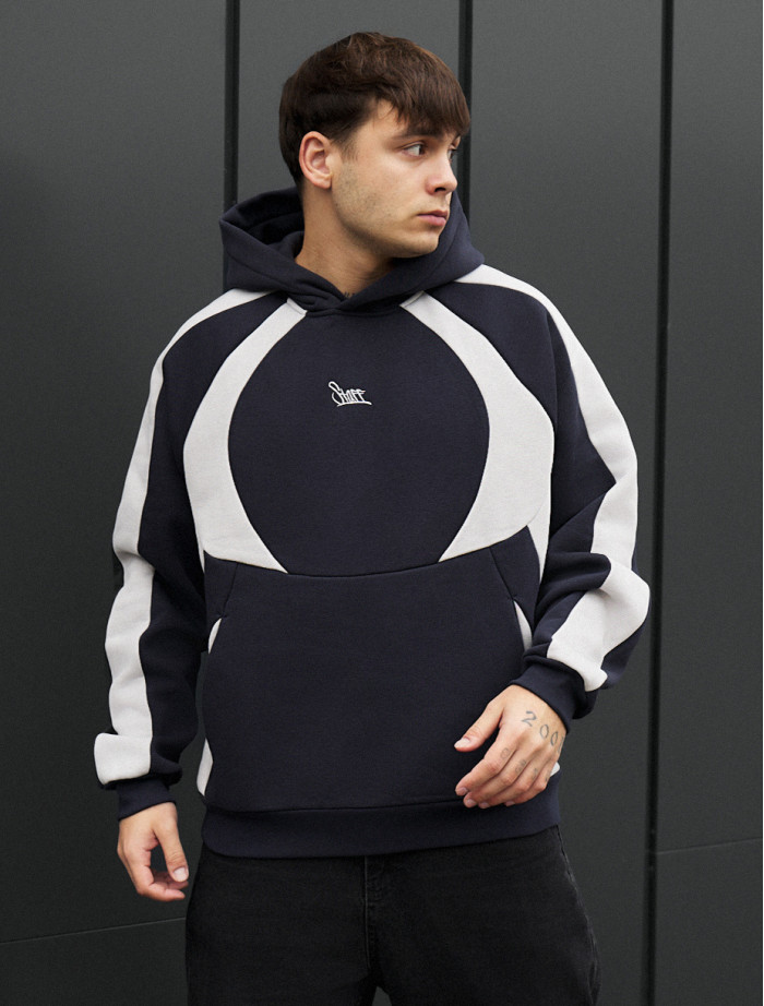 Hanorac Staff navy & light gray logo oversize fleece