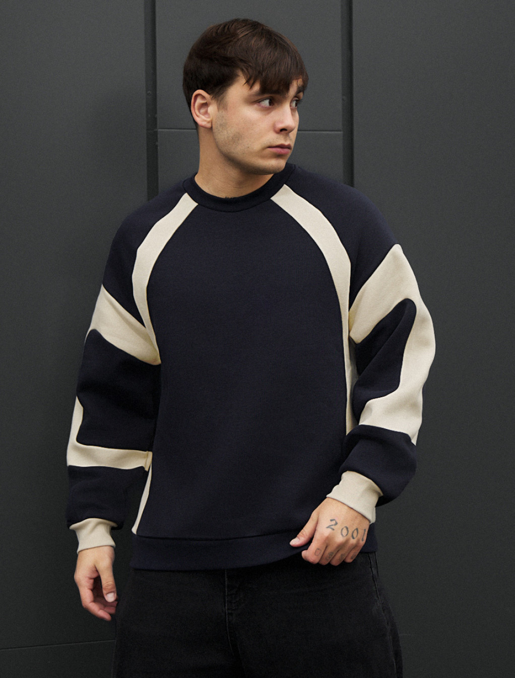 Bluză de trening Staff navy & milk oversize fleece