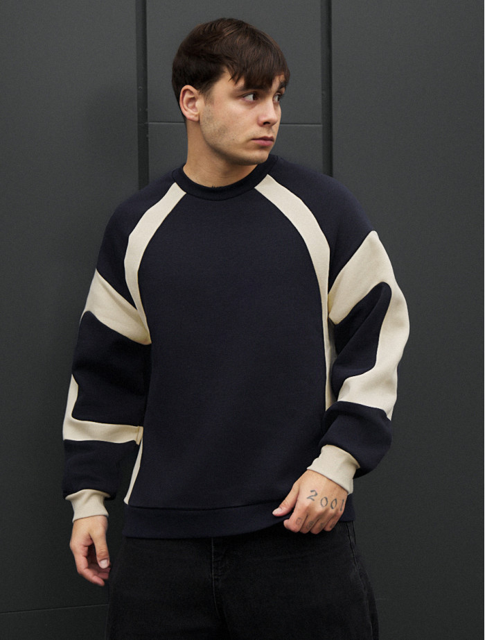 Bluză de trening Staff navy & milk oversize fleece