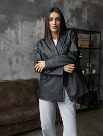 Sacou de damă Staff leather black