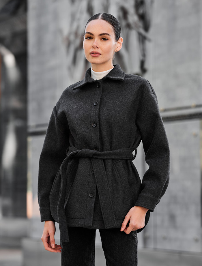 Geacă-cămașă de damă cu blană Staff ma graphite