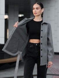 Geacă-cămașă de damă cu blană Staff ma gray