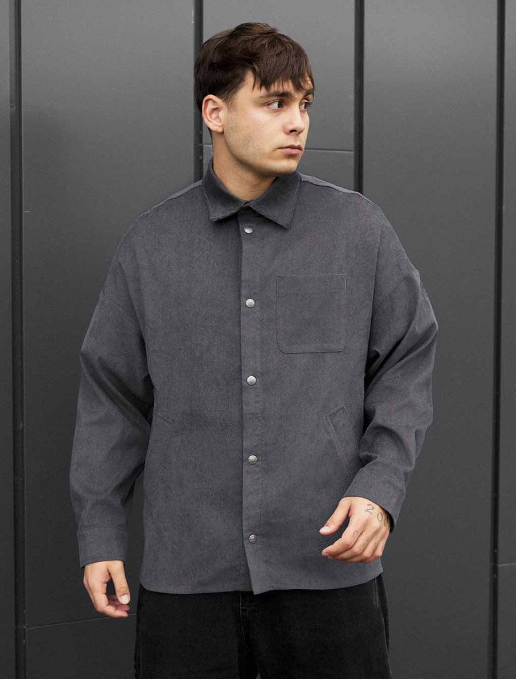 Cămașă Staff velvet dark gray
