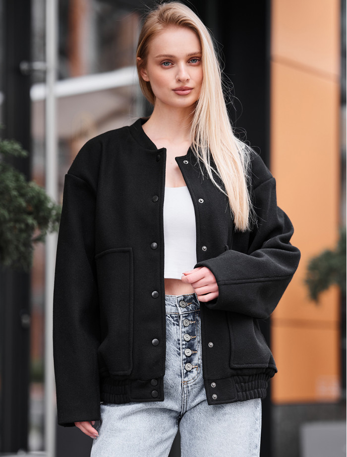 Jachetă bomber de damă Staff lexo black oversize