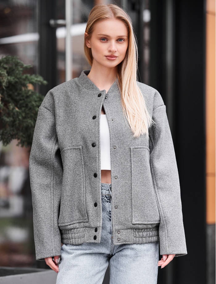 Jachetă bomber de damă Staff lexo gray oversize