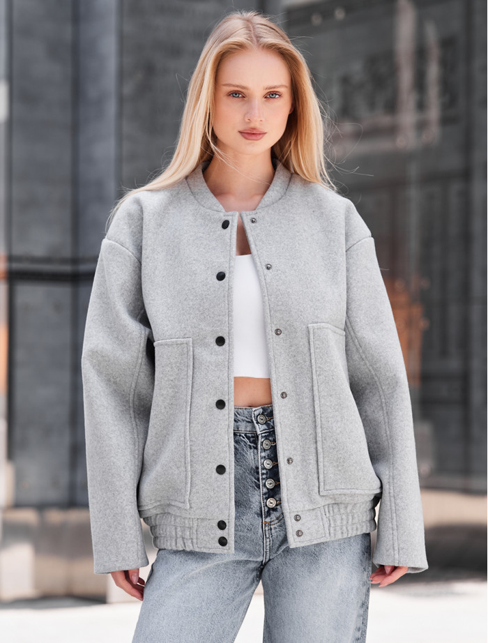 Jachetă bomber de damă Staff lexo light gray oversize