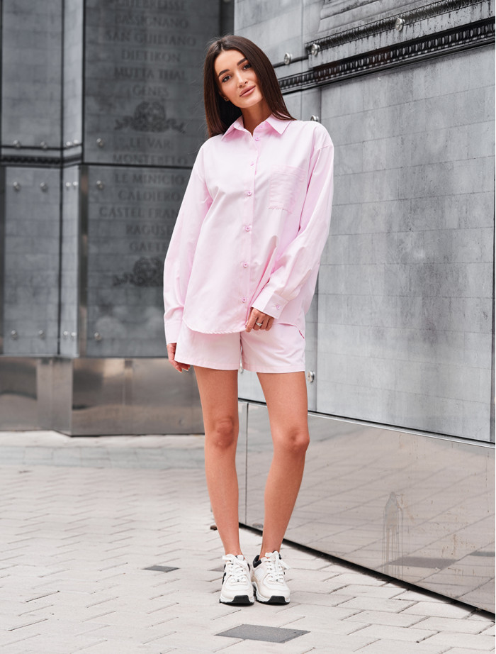 Set de vară de damă cămașă + pantaloni scurți Staff bil light pink