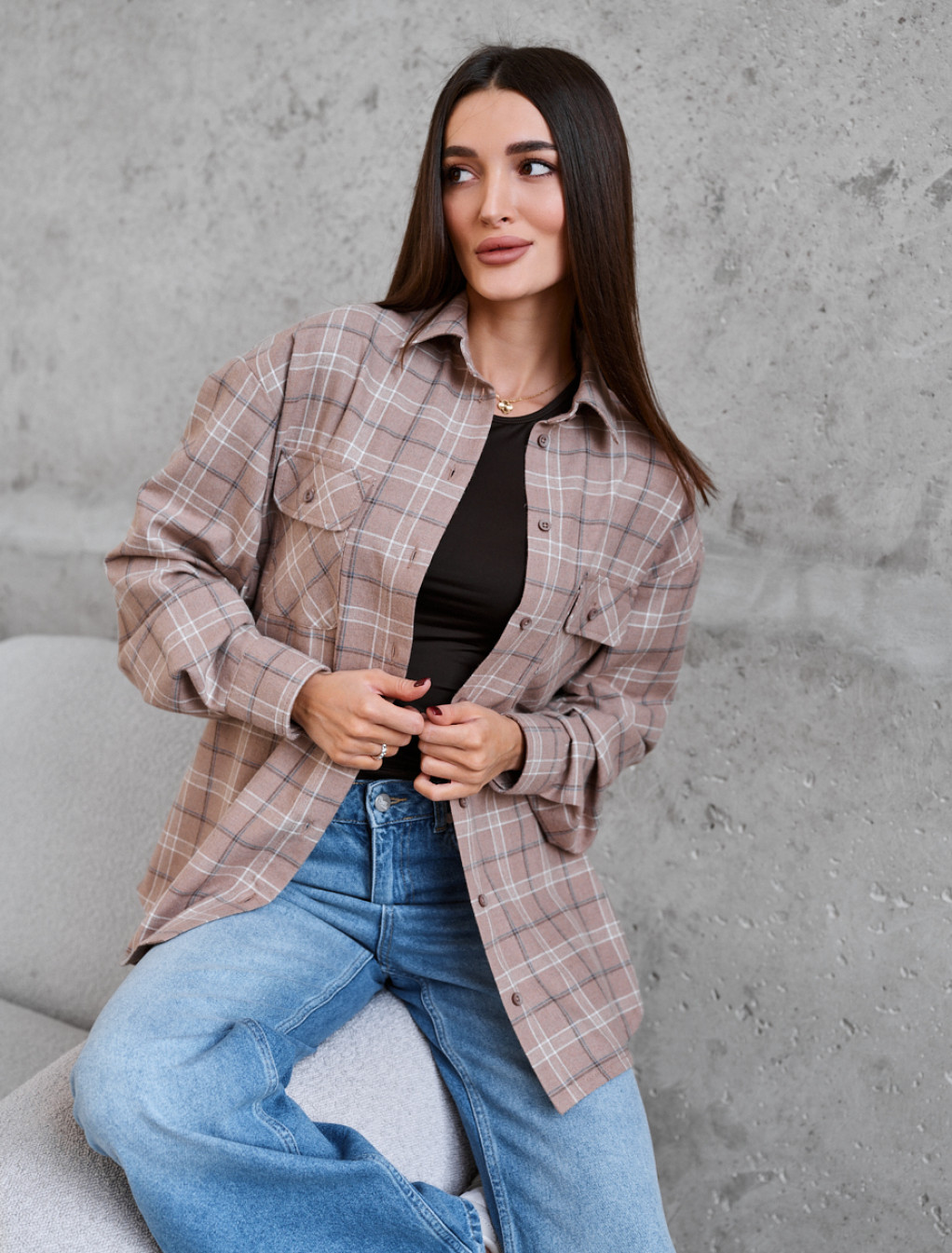 Cămașă de damă Staff mir brown oversize