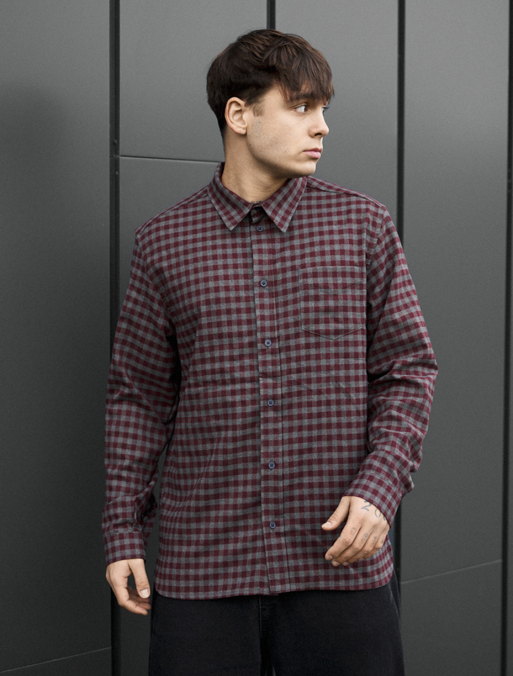 Cămașă Staff ed bordo & gray