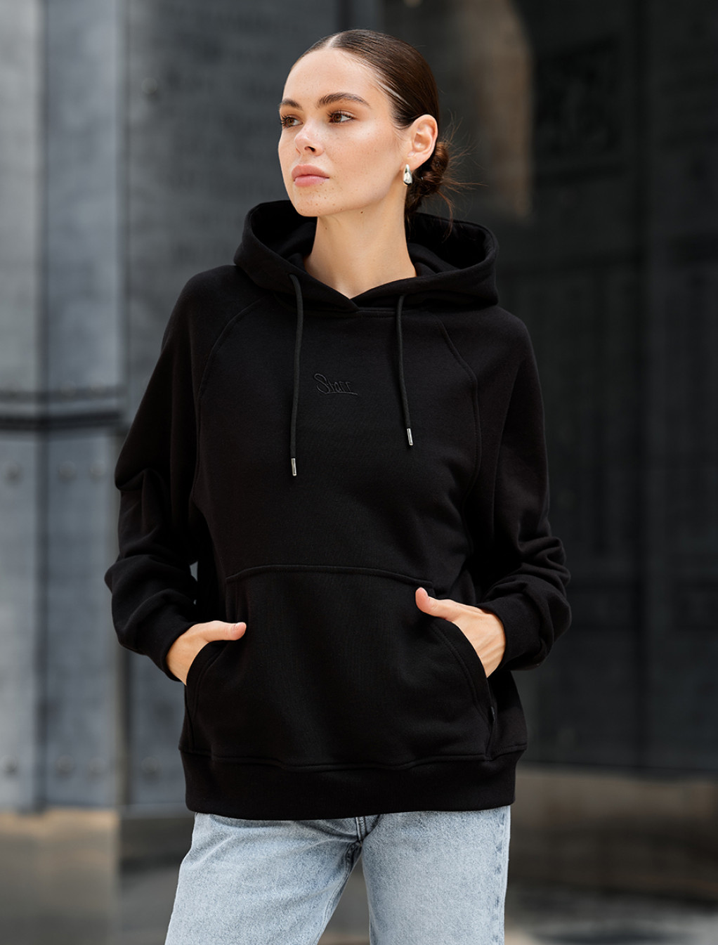 Hanorac de damă Staff black logo oversize