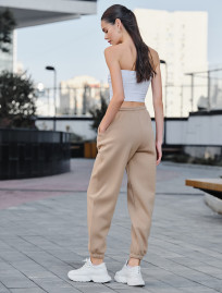 Pantaloni de trening de damă Staff nova beige fleece