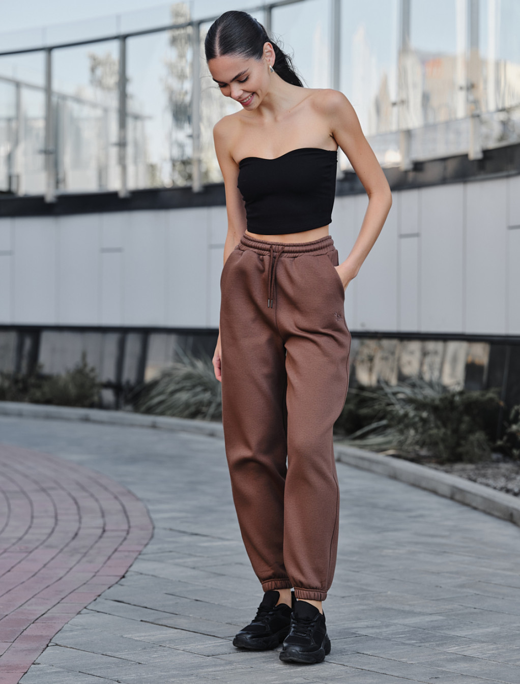 Pantaloni de trening de damă Staff nova brown fleece