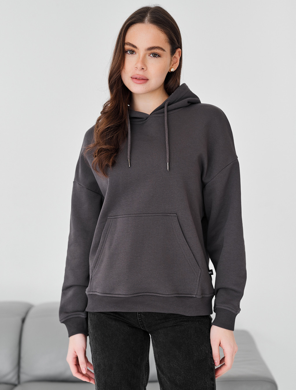 Hanorac de damă Staff vin dark gray oversize
