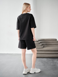 Set de vară de damă tricou + pantaloni scurți Staff de black