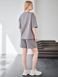 Set de vară de damă tricou + pantaloni scurți Staff de black