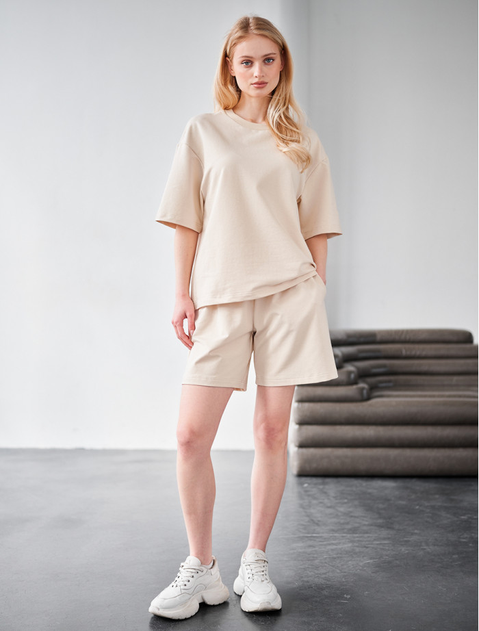 Set de vară de damă tricou + pantaloni scurți Staff de milk