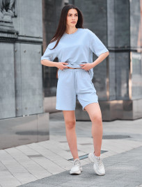 Set de vară de damă tricou + pantaloni scurți Staff de light blue