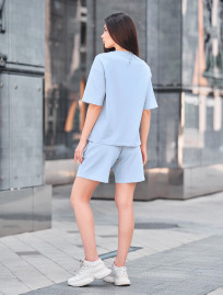 Set de vară de damă tricou + pantaloni scurți Staff de light blue