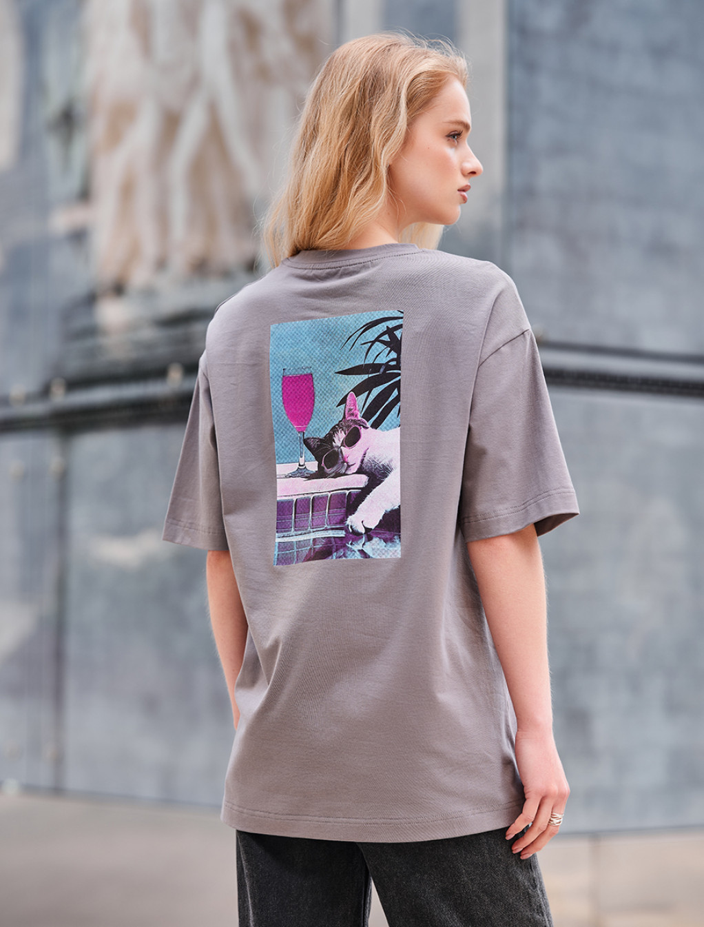 Tricou de damă Staff chill cat oversize