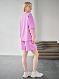 Set de vară de damă tricou + pantaloni scurți Staff de light purple