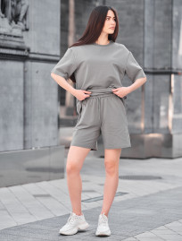 Set de vară de damă tricou + pantaloni scurți Staff de gray2