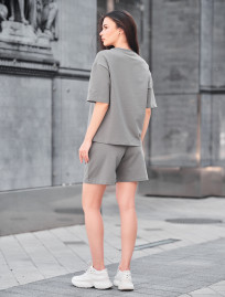 Set de vară de damă tricou + pantaloni scurți Staff de gray2