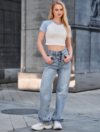 Tricou de damă Staff lo light blue & white
