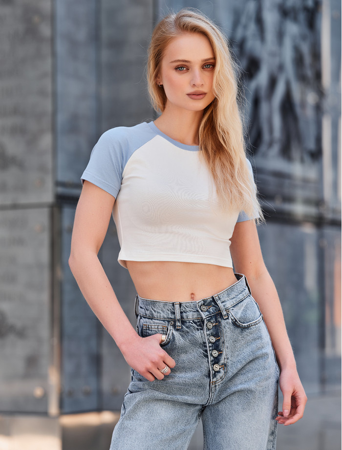 Tricou de damă Staff lo light blue & white