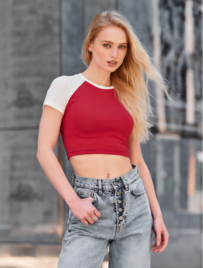 Tricou de damă Staff lo red & white